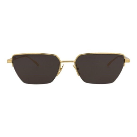Bottega Veneta Unisex Square/Rectangle Gold Gold Grey Fashion Designer Eyewear - Picture 1 of 4